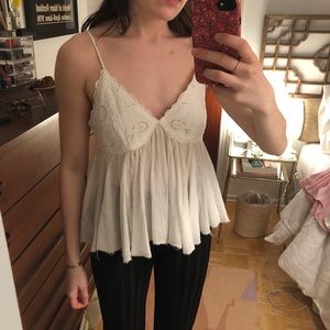 Free people gauze & crochet top